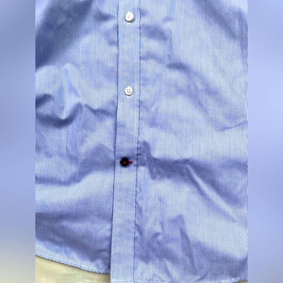 Tommy Hilfiger Mens Dress Shirt Slim Fit Non Iron 15.5 32/33 Blue - Picture 6 of 12